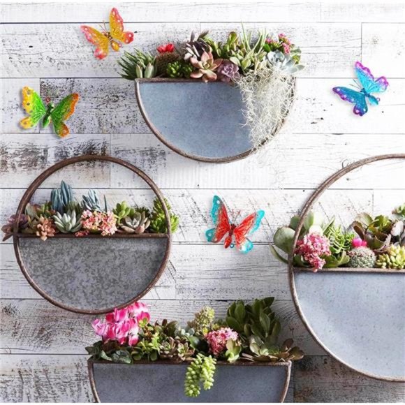 Metal Butterfly Yard Art Decor for Garden Patio Porch Tree Set of 4 Butterflies - Picture 3 of 6